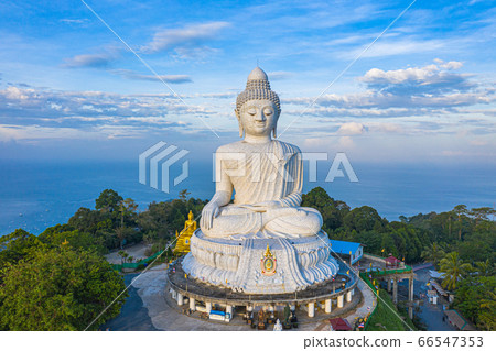 aerial view Phuket big Buddha in blue sky 66547353