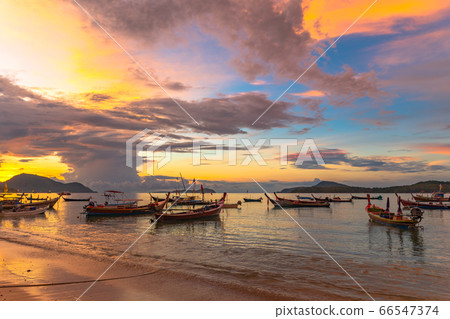 beautiful sunrise above fishing boats beautiful sunrise above fishing boats 66547374