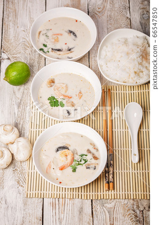 Tom Kha soup with coconut milk, shrimp and Tom Kha soup with coconut milk, shrimp and 66547850
