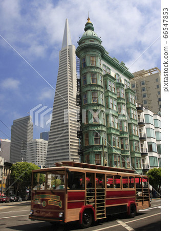 The Columbus Tower a designated landmark built in 1907 and the Transamerica Pyramid, San Francisco's second tallest building, completed in 1972 The Columbus Tower a designated landmark built in 1907 and the Transamerica Pyramid, San Francisco's second tallest building, completed in 1972 66547853