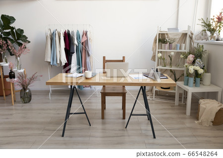 Empty home office workplace with cozy interior design 66548264