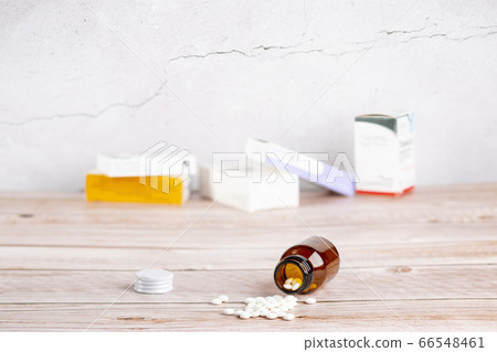 Medicine. Pills bottle. Various tablets box 66548461
