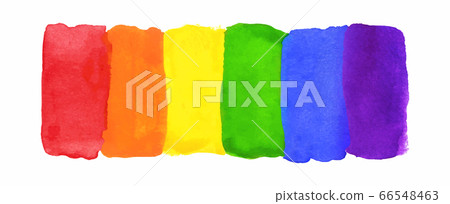 Watercolor Hand Painted Colorful Striped Ranbow Flag Watercolor Hand Painted Colorful Striped Ranbow Flag 66548463