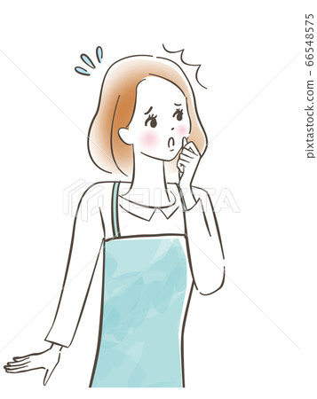 Cute woman in apron who is in a hurry / quarrel / pastel painting / hand-painted Cute woman in apron who is in a hurry / quarrel / pastel painting / hand-painted 66548575