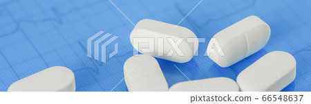 Background of white tablets or pills on blue. Medicine and pharmacy Background of white tablets or pills on blue. Medicine and pharmacy 66548637