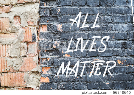 ALL LIVES MATTER poster on black brick wall 66548640