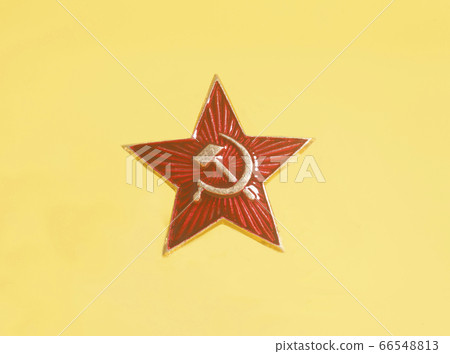Soviet (ussr) star on yellow background Soviet (ussr) star on yellow background 66548813