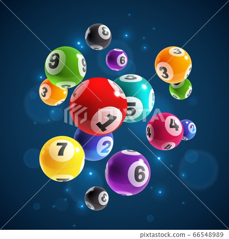 Lottery numbers. Flying realistic drawing lottery or billiard balls, lucky accidental win, instant jackpot internet gambling vector concept Lottery numbers. Flying realistic drawing lottery or billiard balls, lucky accidental win, instant jackpot internet gambling vector concept 66548989