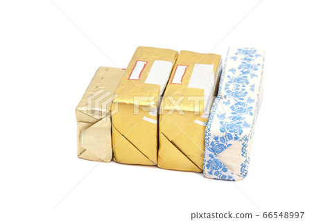 wrapped butter sticks Isolated on white background wrapped butter sticks Isolated on white background 66548997