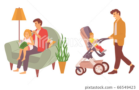 Father Walking with Child in Perambulator Set Father Walking with Child in Perambulator Set 66549423