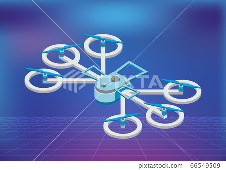 Multicopter in Sky, Flying Drone, Gadget Vector Multicopter in Sky, Flying Drone, Gadget Vector 66549509