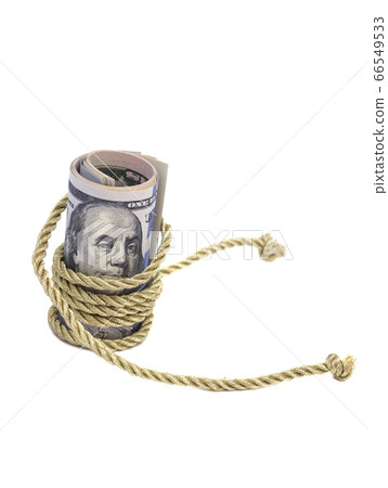 Hundred dollar banknotes with golden rope band, Hundred dollar banknotes with golden rope band, 66549533