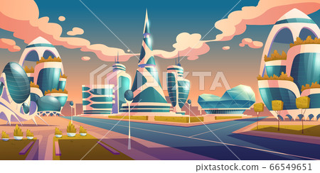 Future city futuristic buildings with glass facade 66549651