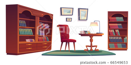 Old vip library interior with bookcases 66549653