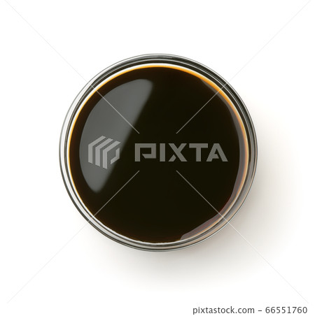 Top view of soy sauce in glass bowl Top view of soy sauce in glass bowl 66551760