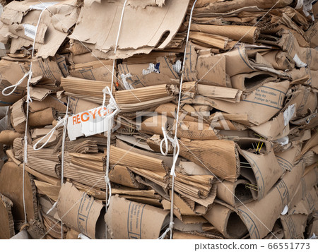 Cardboard bundled up for recycling 66551773