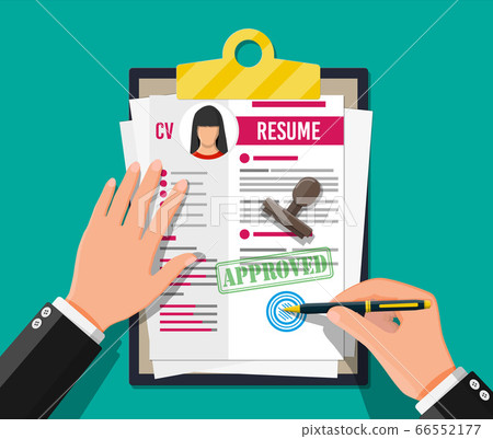 Clipboard with job application and pen. Clipboard with job application and pen. 66552177