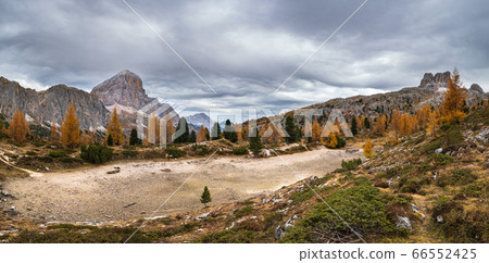 Autumn alpine Dolomites mountain scene, Italy. Autumn alpine Dolomites mountain scene, Italy. 66552425