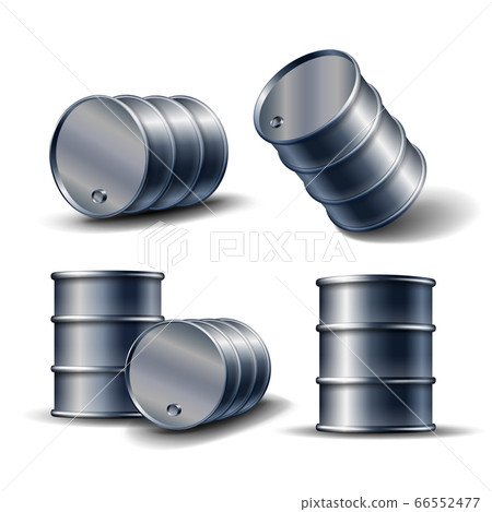 Set of Black metal oil barrel in different... - Stock Illustration ...