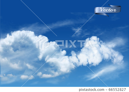 Blue sky background with white transparent clouds. Vector background. 66552827