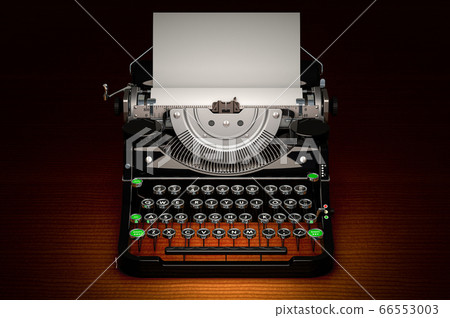 Retro Typewriter on dark wooden table 66553003
