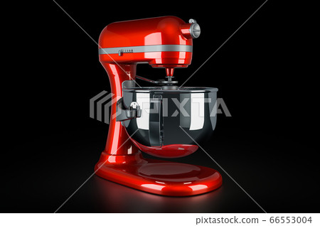 Red stand kitchen mixer on black background 66553004