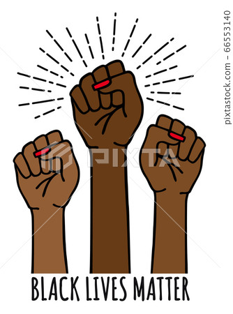 Black lives matter, female hands protest against racism, vector  66553140