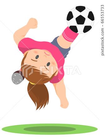 Soccer overhead kick girls 66553733