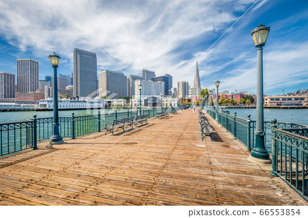 Historic Pier 7 with San Francisco financial district, California, USA 66553854