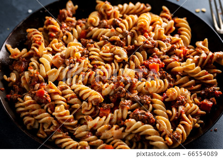 Pasta with minced meat and vegetables Pasta with minced meat and vegetables 66554089