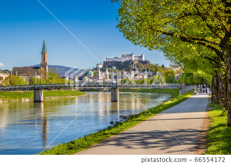 Salzburg skyline with Festung Hohensalzburg and Salzach river, Austria Salzburg skyline with Festung Hohensalzburg and Salzach river, Austria 66554172