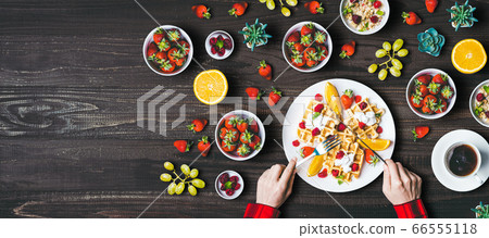 Fruit and waffle dessert Fruit and waffle dessert 66555118