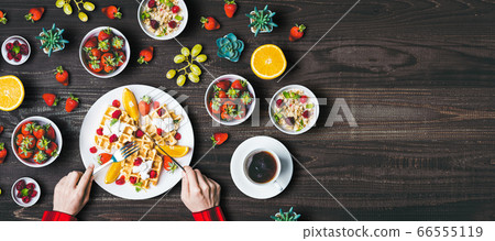 Fruit and waffle dessert Fruit and waffle dessert 66555119