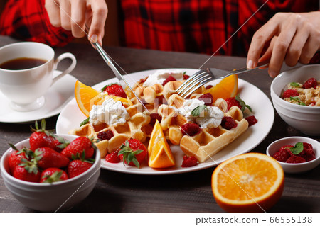 Fruit and waffle dessert Fruit and waffle dessert 66555138