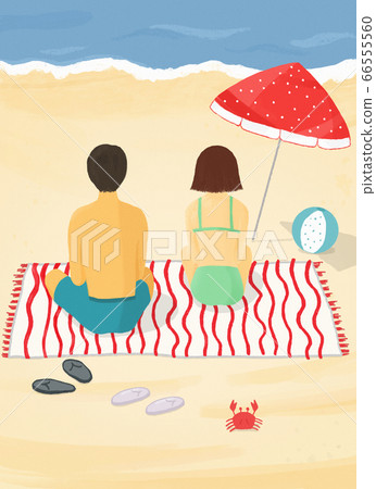 在沙灘上曬日光浴的人 66555560