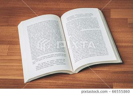 Foreign books and wood table 66555860