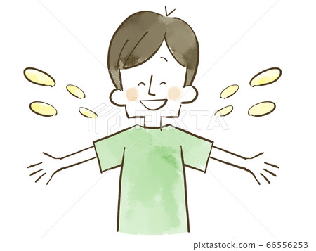 一個男人張開雙臂微笑水彩 66556253