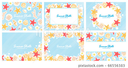 Summer sea shell frame illustration - Stock Illustration [66556383] - PIXTA