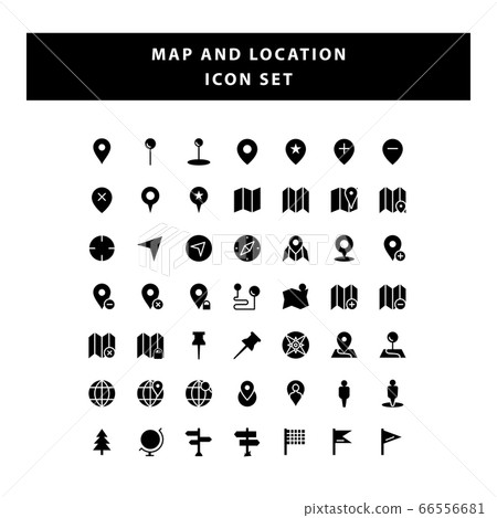 set of Map and navigation glyph style design set of Map and navigation glyph style design 66556681