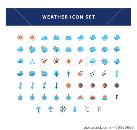 set of weather icon with flat style design vector - Stock Illustration ...