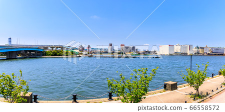 Hakata Wharf to Susaki Wharf Panorama [Hakata-ku, Fukuoka City, Fukuoka Prefecture] 66558572