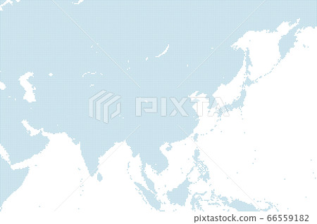 A blue world map centered on East Asia. 66559182