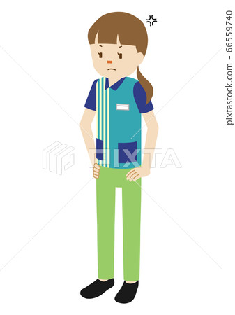 Illustration of a female clerk at a convenience store (angry figure) 66559740