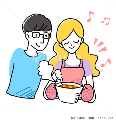 男人和女人拿著碗碟 66559756