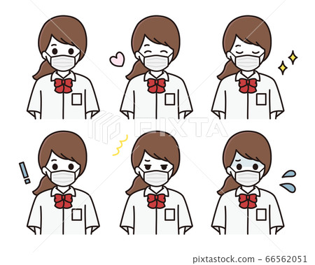 Student woman mask icon set - Stock Illustration [66562051] - PIXTA