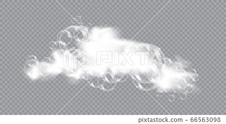 Bath foam soap with bubbles isolated vector illustration on transparent background. Shampoo and soap foam lather vector illustration. 66563098