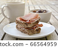 Brown bread with smoked ham 66564959