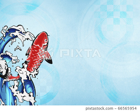 Japanese style background material-Cool feeling-Japanese paper-Summer-Ripples-Ripples-Rising carp 66565954