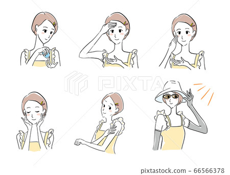 Woman applying sunscreen UV care - Stock Illustration [66566378] - PIXTA