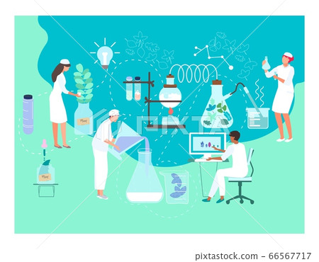 Biology doctor tiny character male female research fellow scientist flat vector illustration. Medical working exploration concept medicinal product flask. Biology doctor tiny character male female research fellow scientist flat vector illustration. Medical working exploration concept medicinal product flask. 66567717
